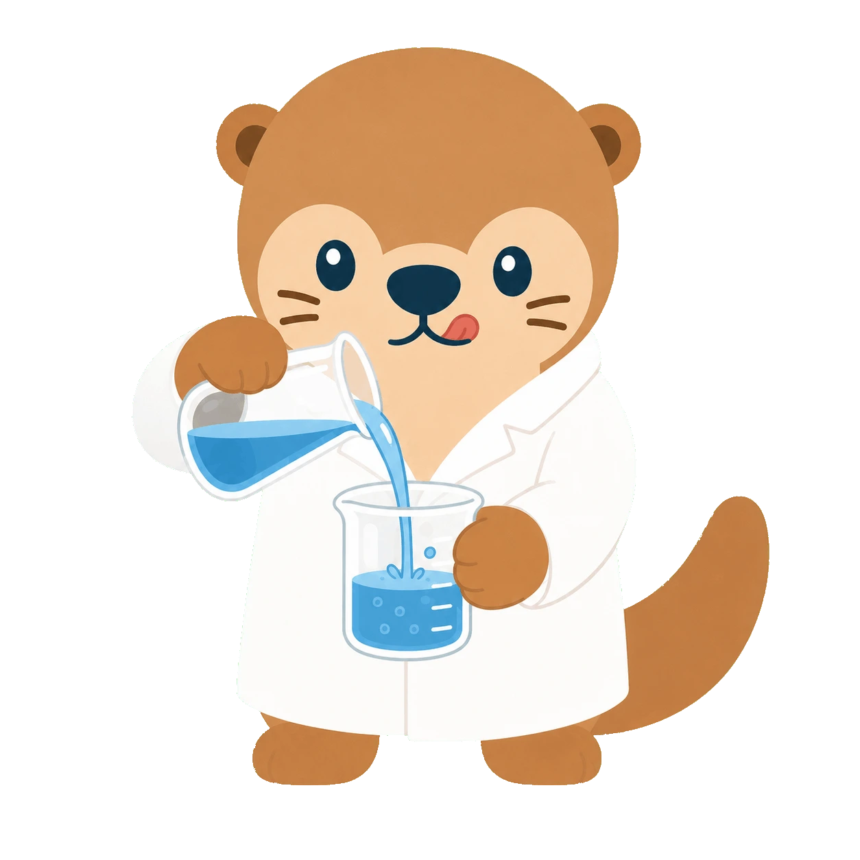 Lou in a lab coat measuring water